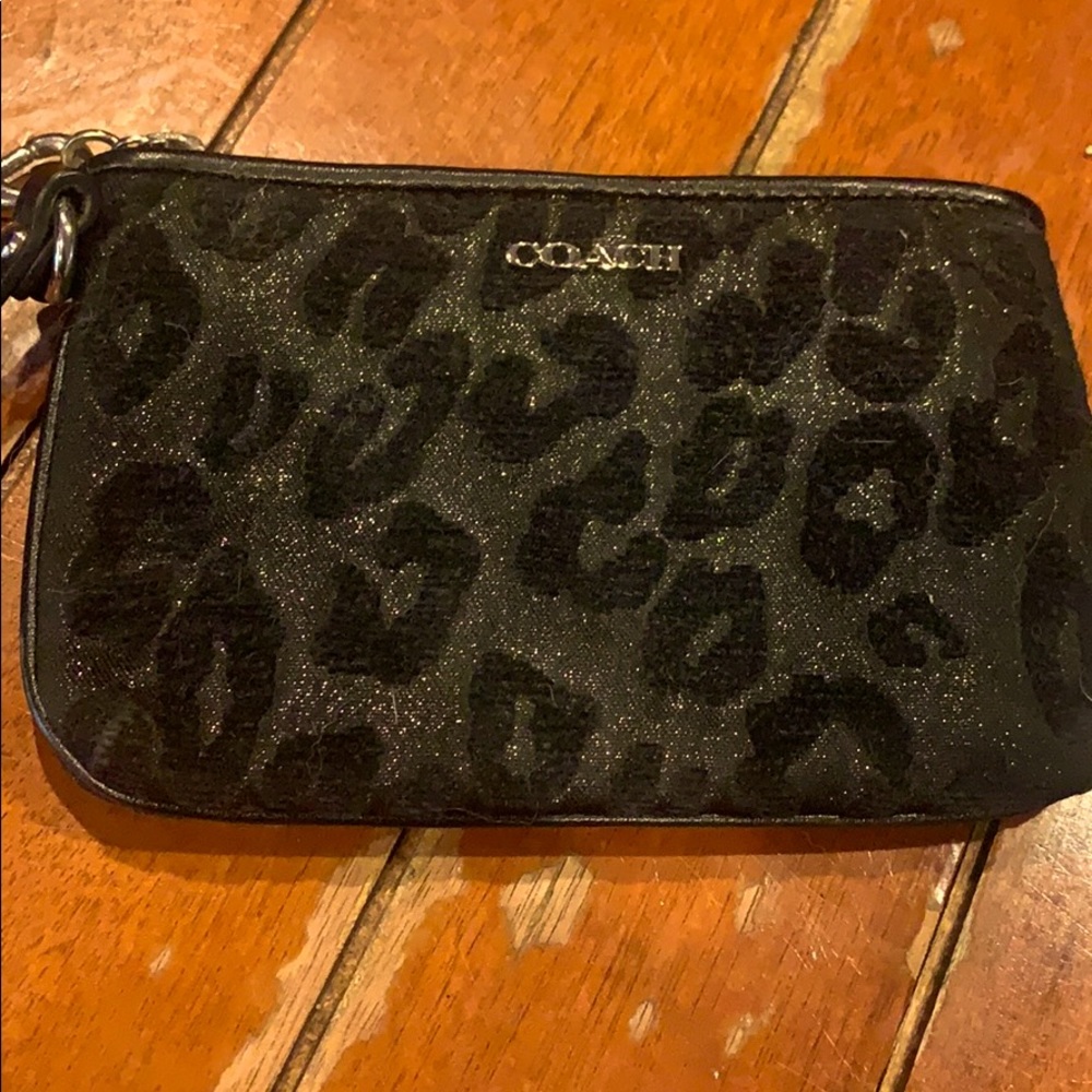 Coach black leopard ocelot metallic